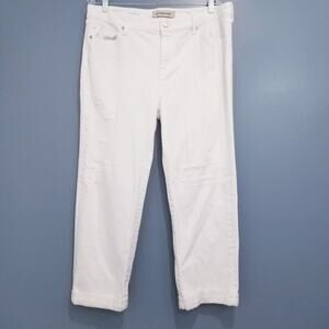 Liverpool The Girlfriend Luna White Mend Distressed Jeans High Rise Rolled Hem